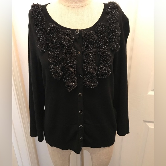 WHBM black cardigan with polkadot detail - Picture 5 of 16